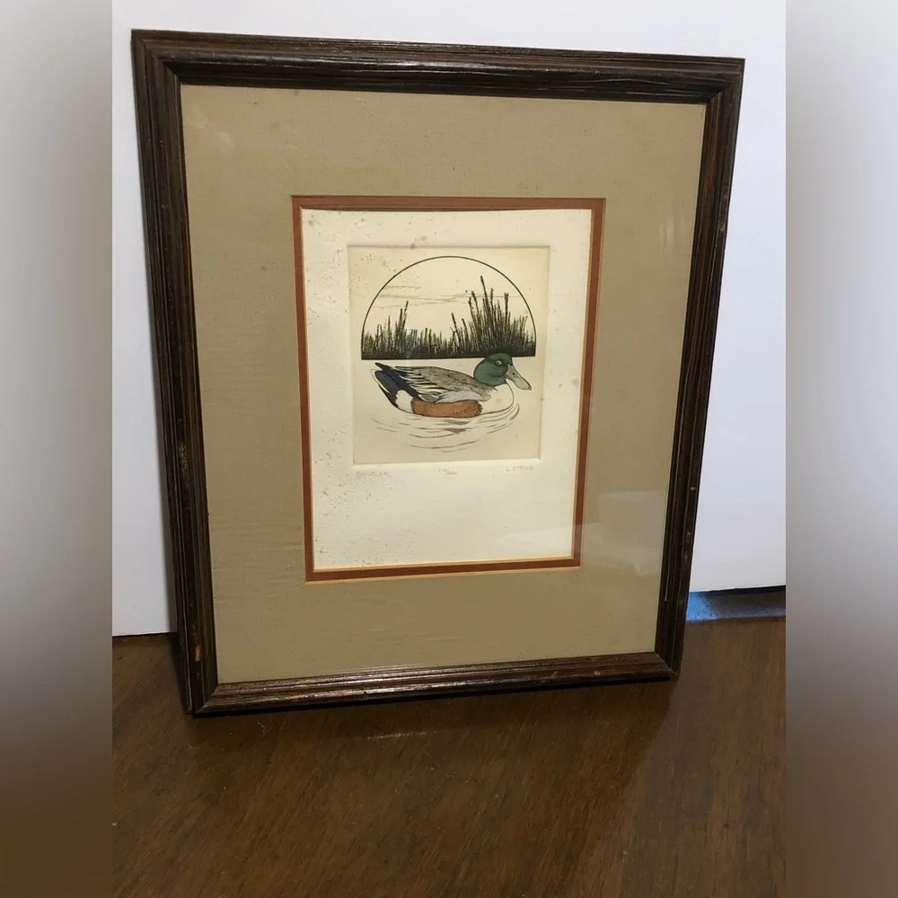 2258 Set Canvas Back /Shoveler Duck Prints by L. DuBose Signed & Numbered Framed